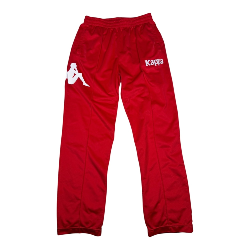 Kappa Mens Red Track Pants Large Omini Logo Straight Leg Athletic Sweatpants L